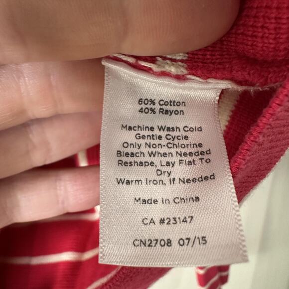 Talbots Sweater Cardigan Women Large Hot Pink Striped Button Front Cotton Blend - Picture 4 of 5